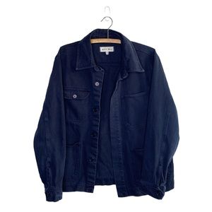 Alex Mill Mens Garment Dyed Work Jacket in Recycled Denim Navy Blue Medium